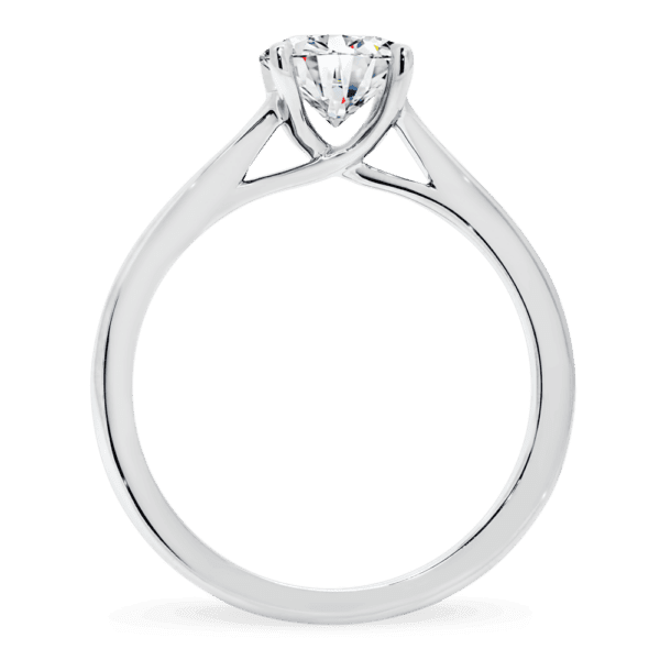Leisel Round 6.5 Side White Gold Diamond 4 Prong Crossover Gallery Solitaire Band Ring