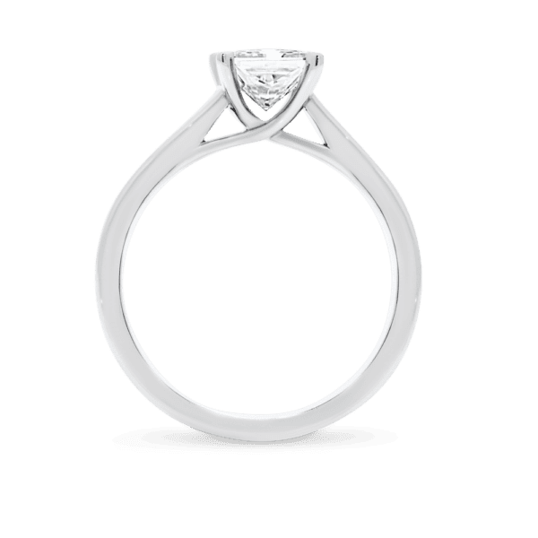Leisel Square 5.5 Side White Gold Diamod 4 Prong Crossover Gallery Solitaire Band Ring