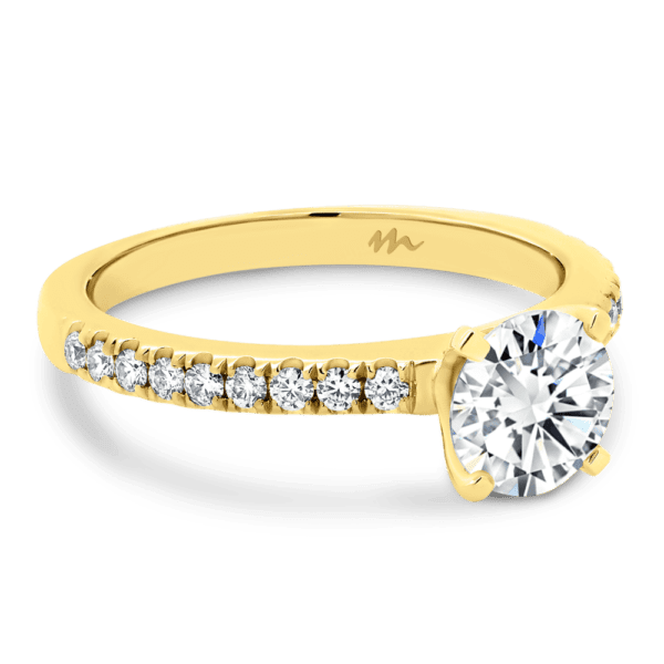 Payton 6.5 Angled Yellow Gold Moissanite 4 Prong Classic Prong Set Half Band Ring