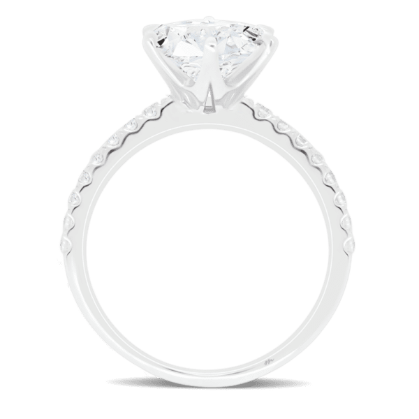Rosewood Round 8.0 Side White Gold Moissanite 4 Prong Open Basket Fine U Prong Half Band Ring