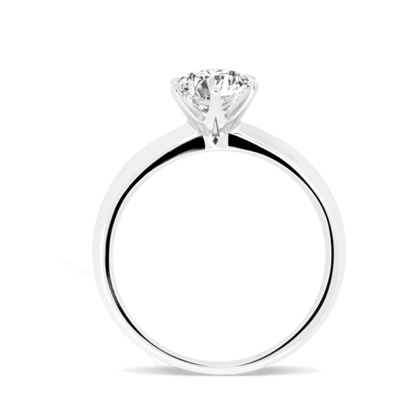 Annerley 6.5 Side White Gold Moissanite 6 Prong Solitaire Fine Knife Edge Band Ring