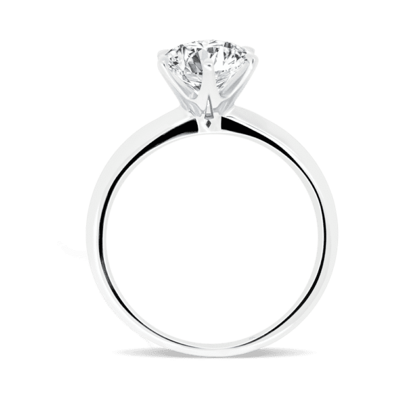 Annerley 7.5 Side White Gold Moissanite 6 Prong Solitaire Fine Knife Edge Band Ring