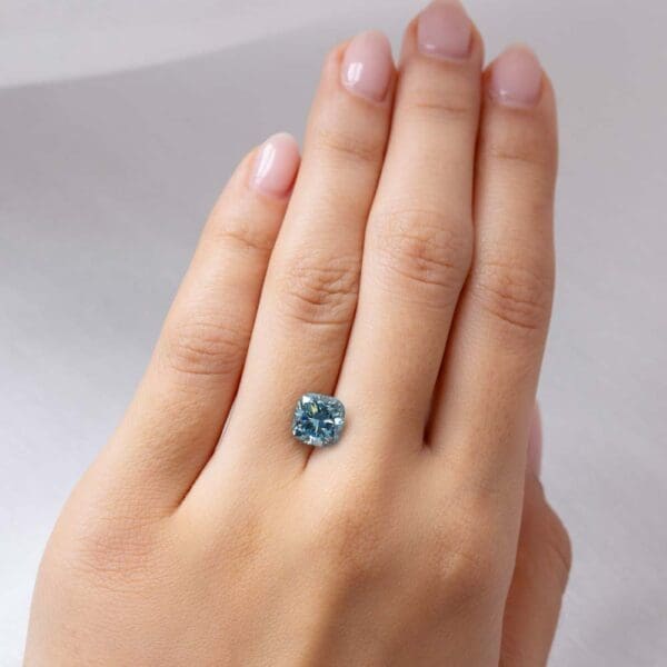 2.84Ct Fancy Vivid Blue Cushion Cut Lab Grown Diamond