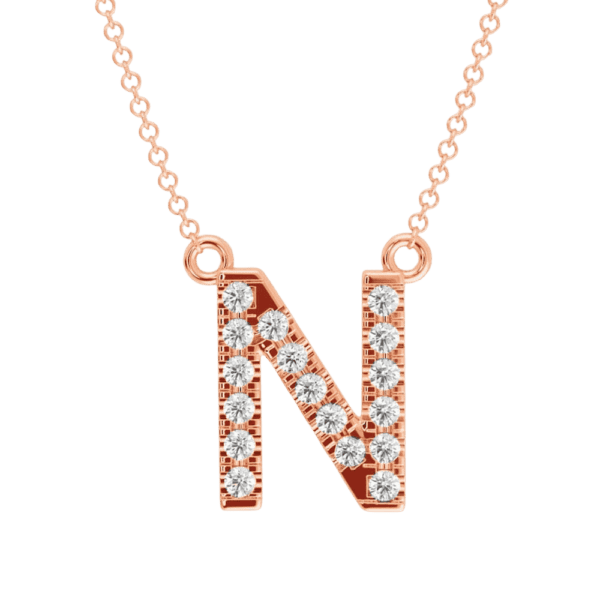 Large Initial Necklace 18K Rose Gold N