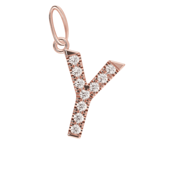Large Initial Pendant 18K Rose Gold Y
