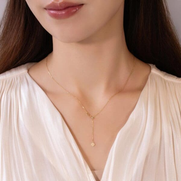 Model Wears 18K Yellow Gold Adjustable Light Chain Back
