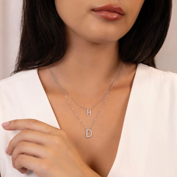 Large Initial Necklace 18K Rose Gold B