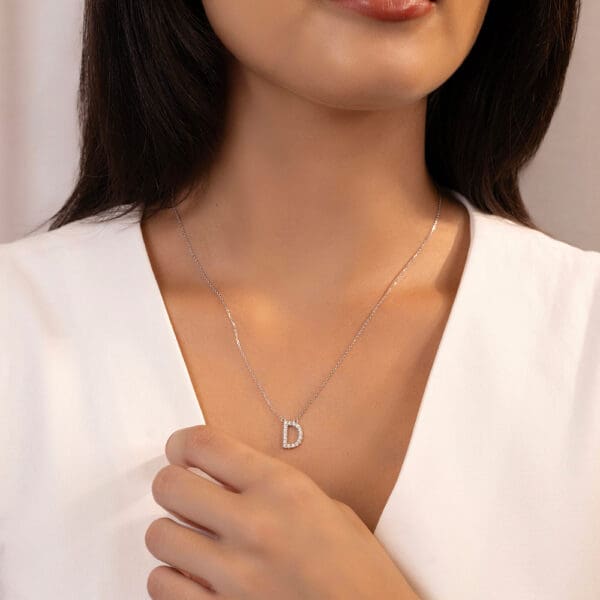 Large Initial Necklace 18K Rose Gold D