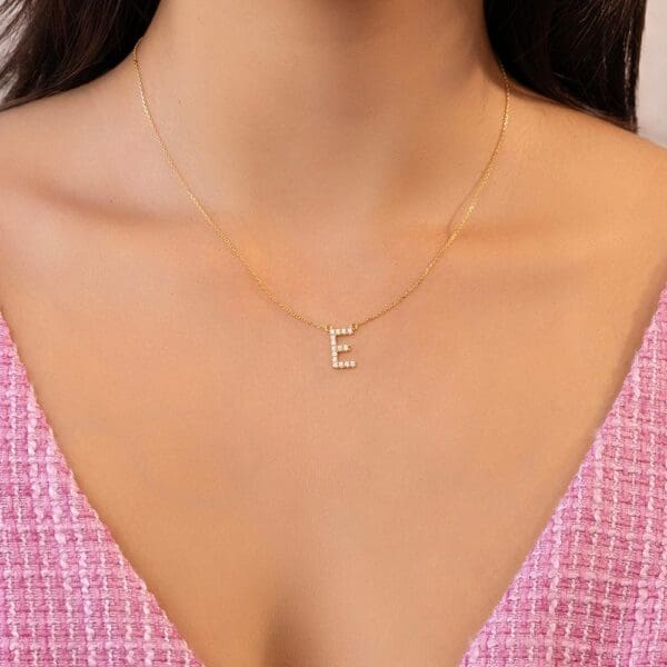 Small Initial Pendant 18K Rose Gold E