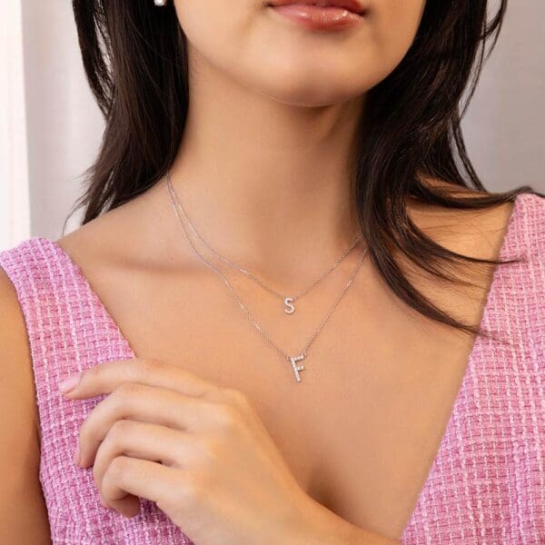 Small Initial Necklace 18K Rose Gold E
