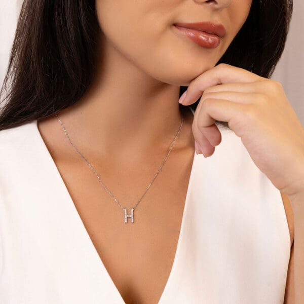 Large Initial Necklace 18K Rose Gold H