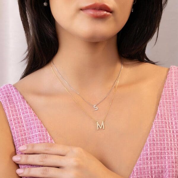 Small Initial Necklace 18K Rose Gold T