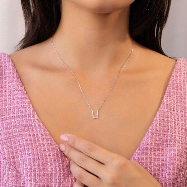 Large Initial Necklace 18K Rose Gold U