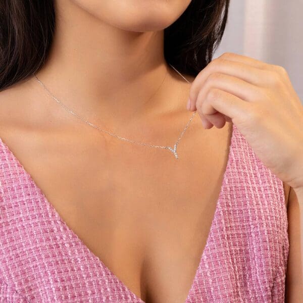 Large Initial Necklace 18K Rose Gold Y