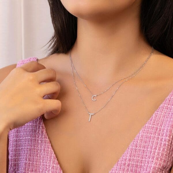 Large Initial Necklace 18K Rose Gold C