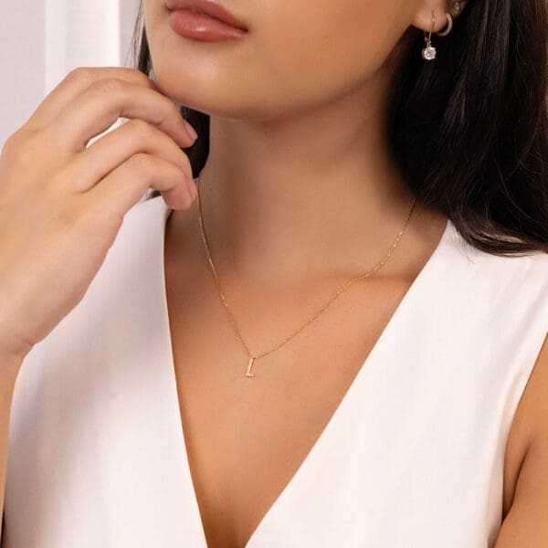 Small Initial Necklace 18K Rose Gold L