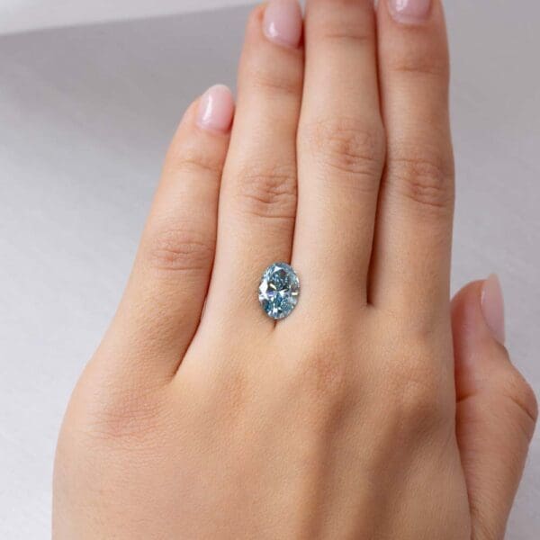 2.53Ct Fancy Vivid Blue Oval Cut Lab Grown Diamond