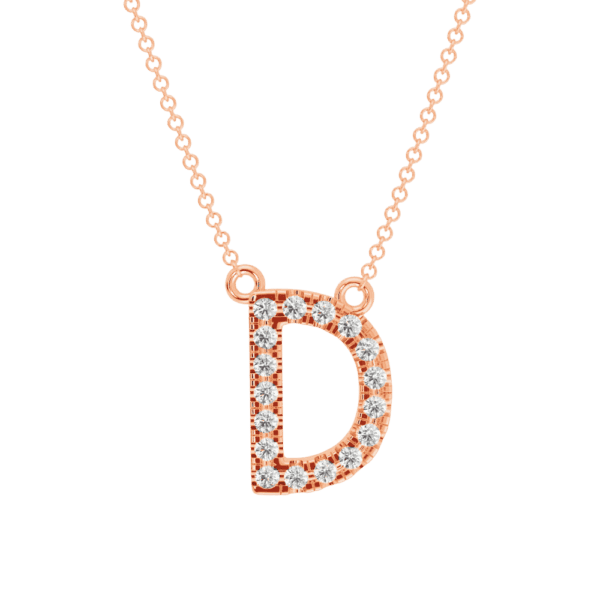 Small Initial Necklace 18K Rose Gold D