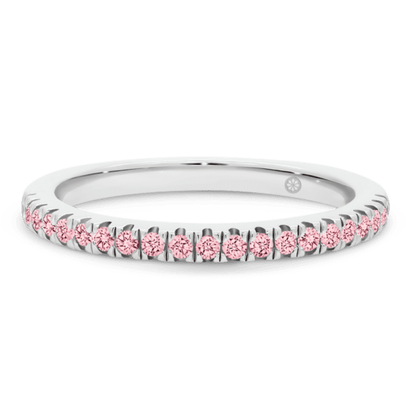 Angela Pink 1.3 Front White Gold Lab Grown Diamond U Prong Half Set Wedding Ring