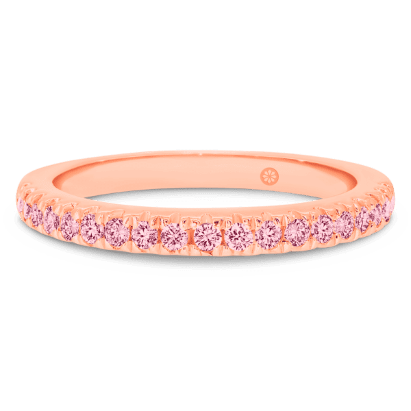 Angela Pink 1.5 Front Rose Gold Lab Grown Diamond U Prong Half Set Wedding Ring