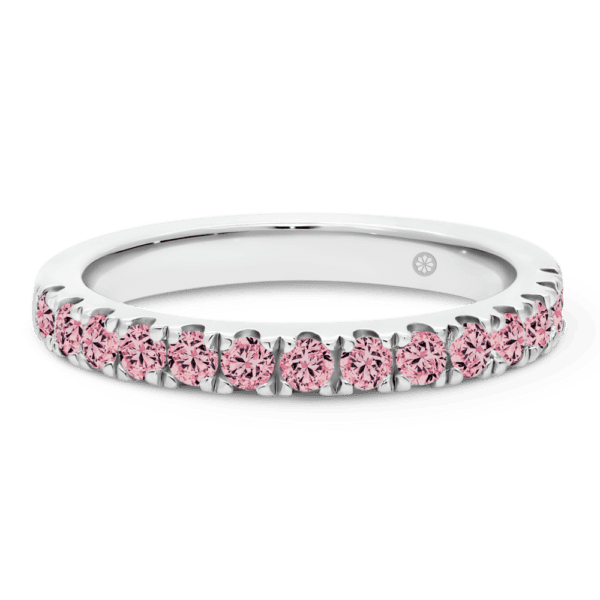 Angela Pink 2.0 Front White Gold Lab Grown Diamond U Prong Half Set Wedding Ring