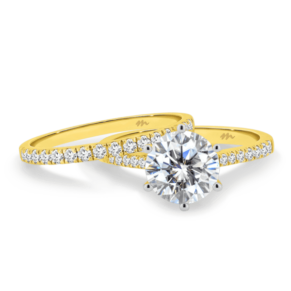 Aspley A Aspley 6.0 Yellow Gold Moissanite Prong Set Wedding Ring