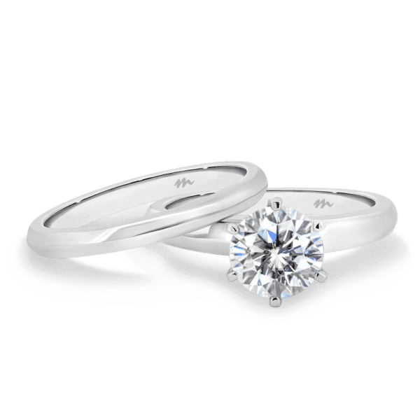 Audrey A Audrey 7.0 White Gold Moissanite Plain Knife Edge Wedding Ring