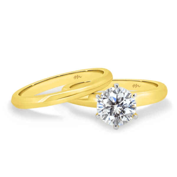 Audrey A Audrey 7.0 Yellow Gold Moissanite Plain Knife Edge Wedding Ring
