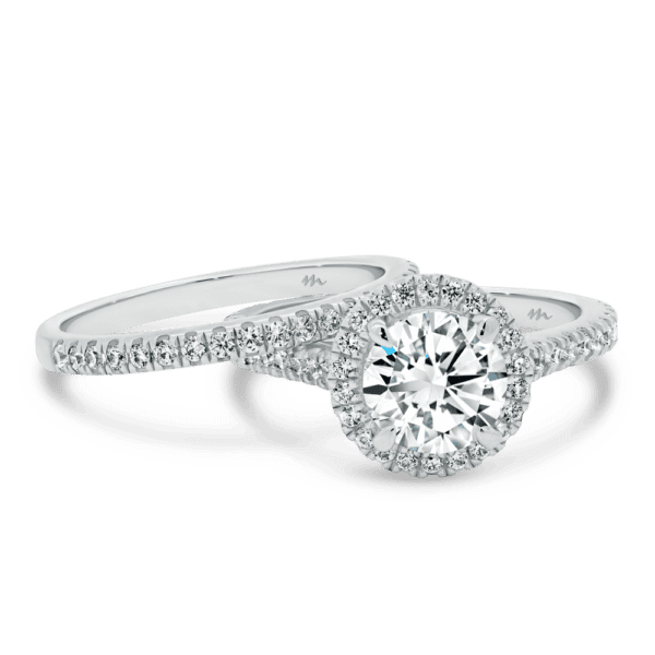 Ava Round 6.5 Ava A Front White Gold Moissanite Prong Set Wedding Ring