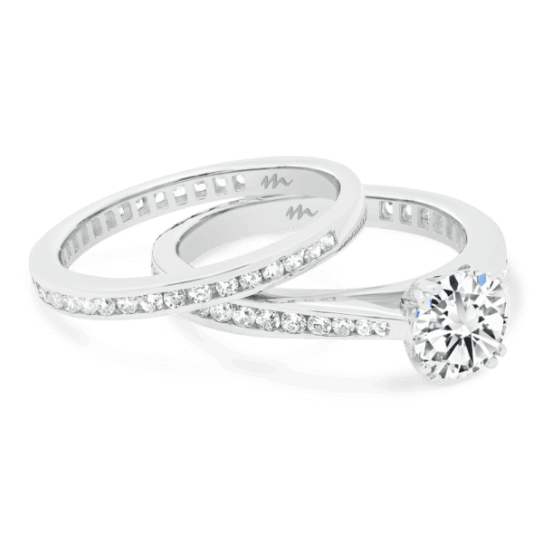 Brynn 6.5 Brynn A Angled White Gold Moissanite Straight Channel Set Wedding Ring