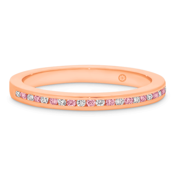 Carmen 1.1 Front Rose Gold Alternating Pink Lab Grown Diamond Channel Set Wedding Ring