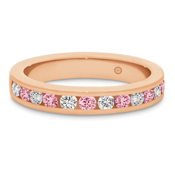 Carmen 2.0 Front Rose Gold Alternating Pink Lab Grown Diamond Channel Set Wedding Ring