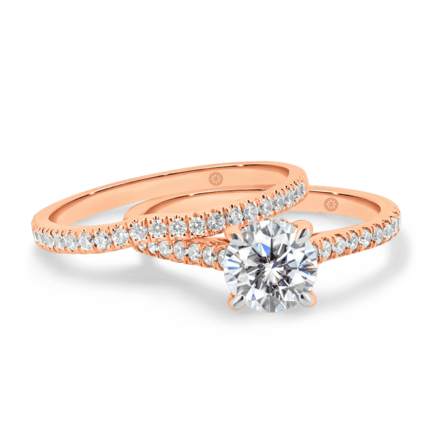 Erin A Rose Gold Lab Grown Diamond Slightly Curved Wedding Band Erin Round Under Rail Prong Set Band Ring