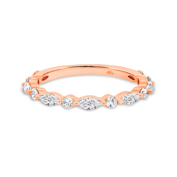 Evie Rose Gold Moissanite Alternating Marquise Round Shared Prong Wedding Ring