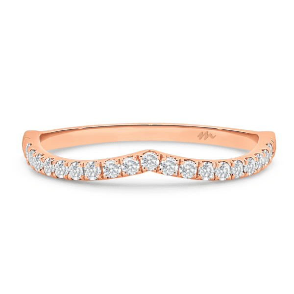 Freya A Rose Gold Moissanite V Shaped Prong Set Wedding Ring