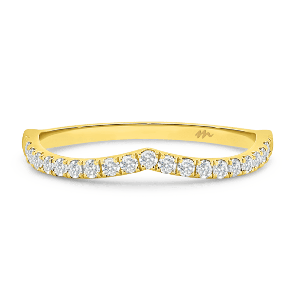 Freya A Yellow Gold Moissanite V Shaped Prong Set Wedding Ring