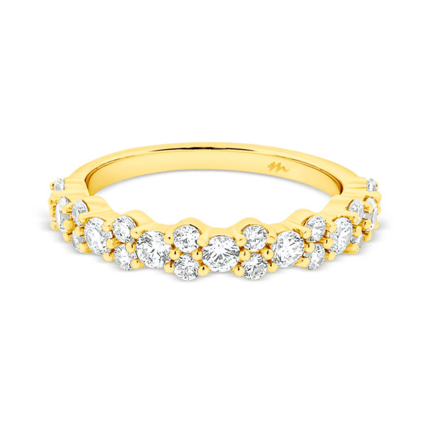Gigi Yellow Gold Moissanite Alternating Round Cluster Half Wedding Ring