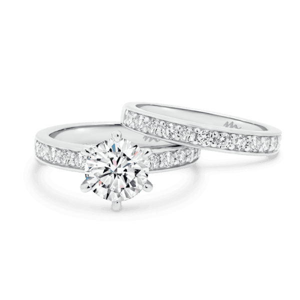 Isabelle A Front White Gold Moissanite Half Pave Set Wedding Band Isabelle 6.5 Round Ring