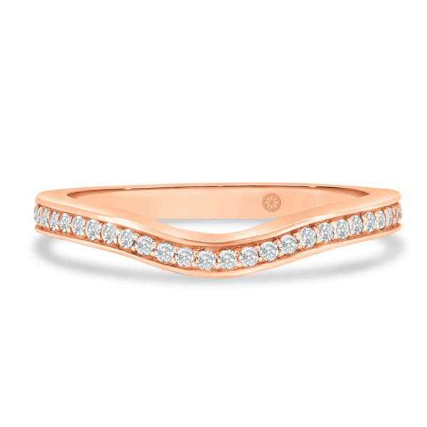 London A Rose Gold Lab Grown Diamond Curved Pave Set Wedding Ring