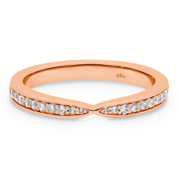 Marie 1.3 Rose Gold Moissanite Pinched Centre Pave Set Wedding Ring