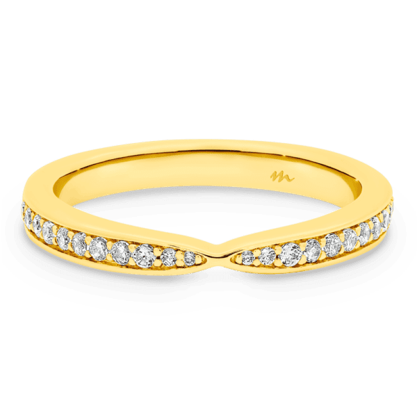Marie 1.3 Yellow Gold Moissanite Pinched Centre Pave Wedding Ring
