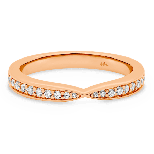 Marie 1.5 Rose Gold Moissanite Pinched Centre Pave Wedding Ring