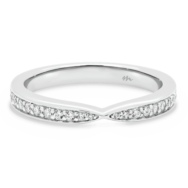 Marie 1.5 White Gold Moissanite Pinched Centre Pave Set Wedding Ring