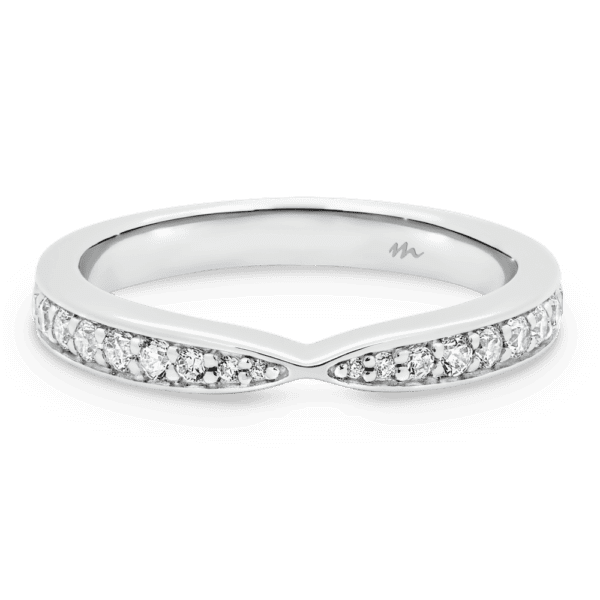 Marie 1.7 White Gold Moissanite Pinched Centre Pave Set Wedding Ring