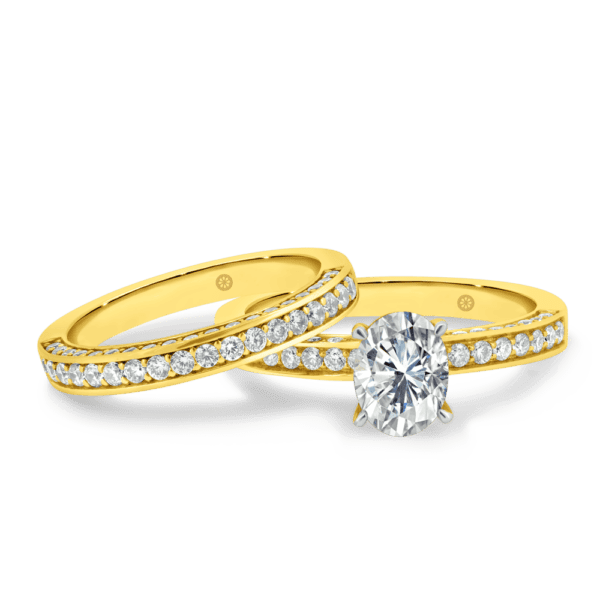 Marissa A Marissa Oval 8X6 Yellow Gold Lab Grown Diamond 3 Sided Pave Set Wedding Ring