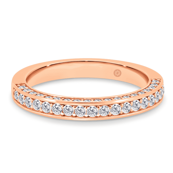 Marissa A Rose Gold Lab Grown Diamond 3 Sided Pave Set Wedding Ring