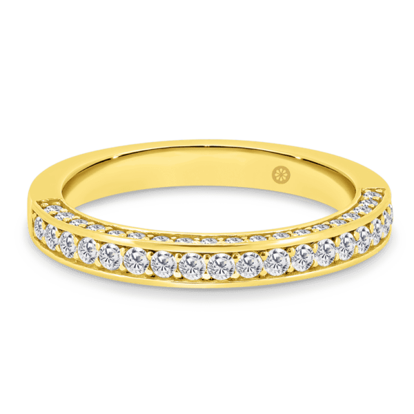 Marissa A Yellow Gold Lab Grown Diamond 3 Sided Pave Set Wedding Ring