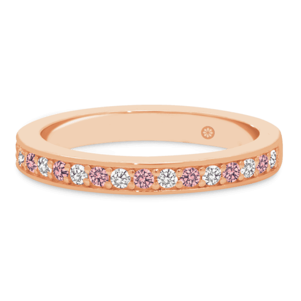 Millie 1.5 Front Rose Gold Alternating Pink Pave Set White Pink Lab Grown Diamond Wedding Ring