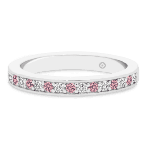 Millie 1.5 Front White Gold Alternating Pink Pave Set White Pink Lab Grown Diamond Wedding Ring
