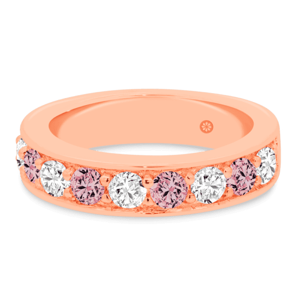 Millie 3.0 Front Rose Gold Pink Lab Grown Diamond Pave Set Wedding Ring